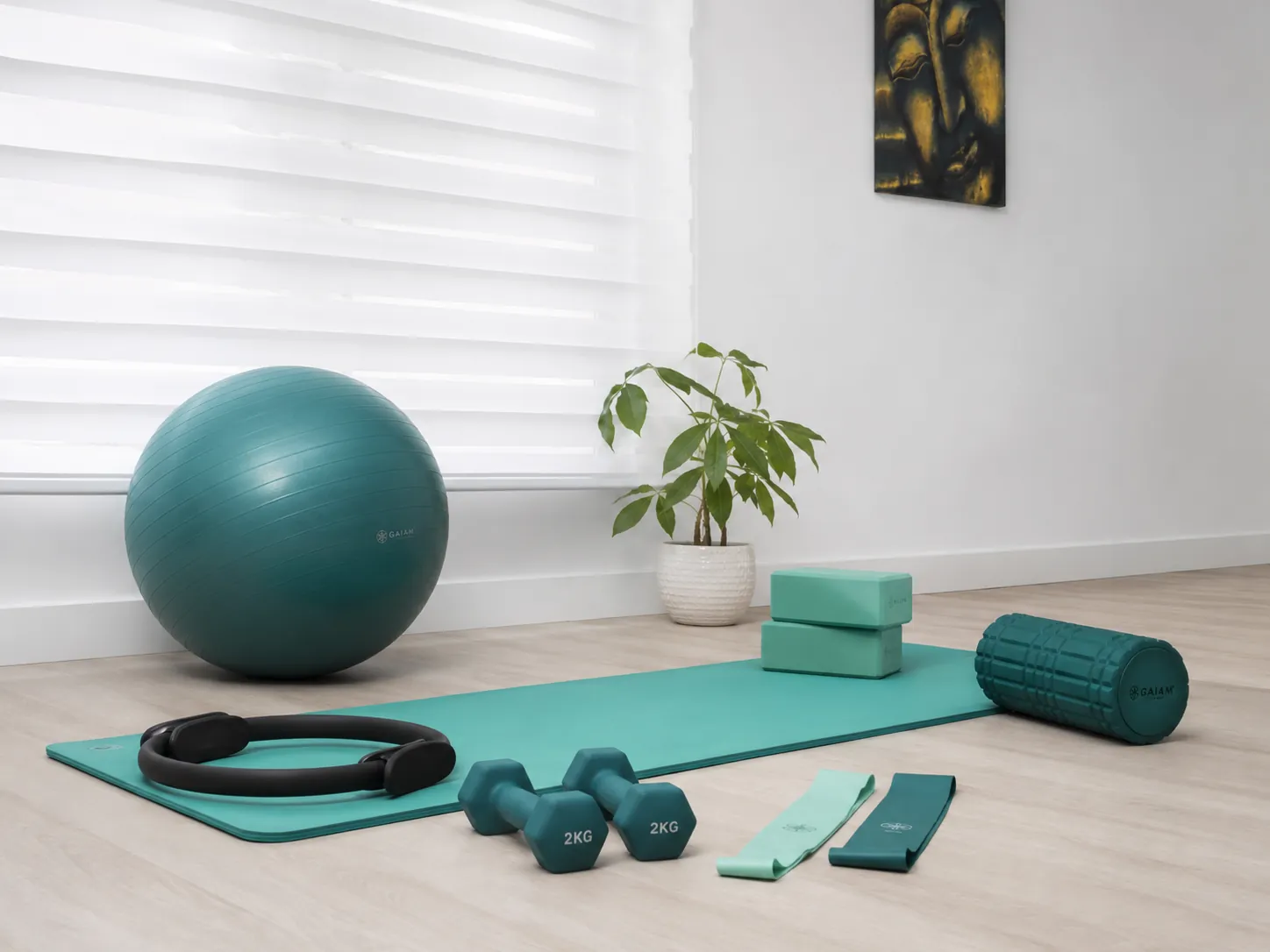 Material de Pilates preparado en el centro de Yoguini Nana.